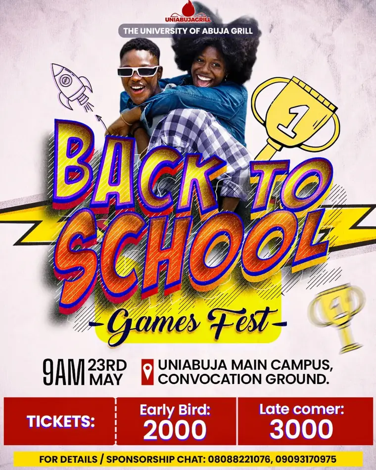 Back to School Games Fest campaign artwork from the UniAbujaGrill case study in Splendour’s Brand Growth portfolio.